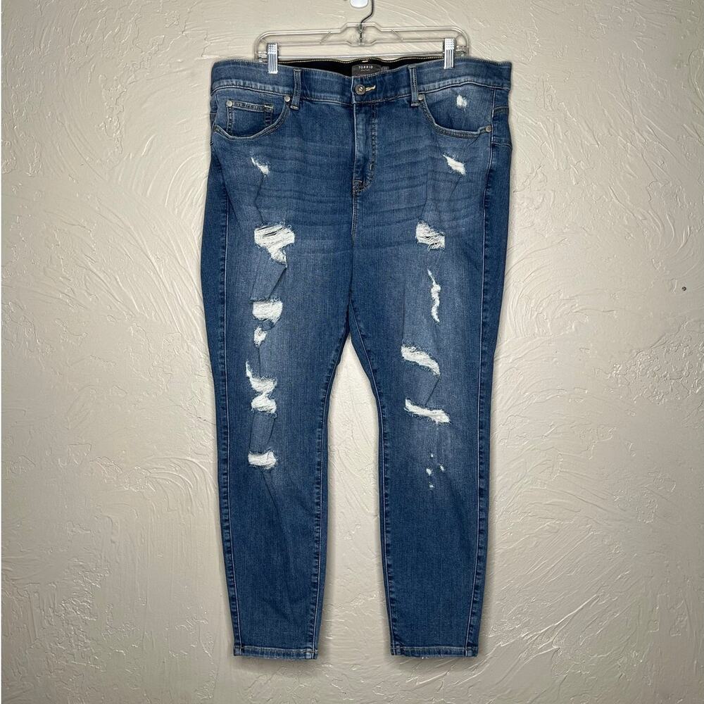 Torrid Bombshell Blue Distressed Ripped Skinny Jeans 22S
